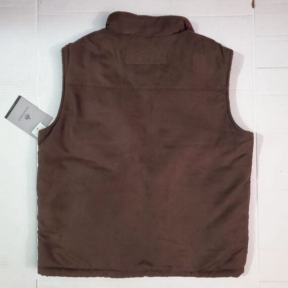 Rainforest Mens Faux Micro Suede Faux Shearling Lined Brown Vest Medium $150MSRP - Picture 10 of 11